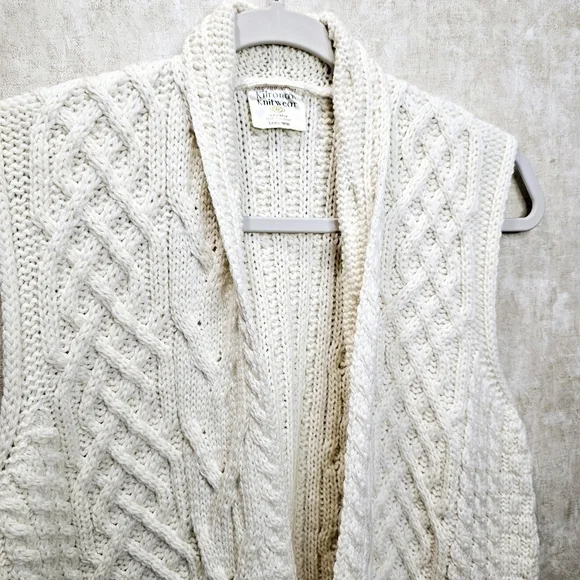 Kilronan Knitwear Ireland  Sweater Vest Wool Cable Knit Fisherman - Picture 2 of 6